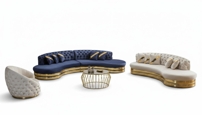 Sofá Chesterfield moderno Conjunto de lujo de cuatro plazas Sofá de 3 plazas Sillón