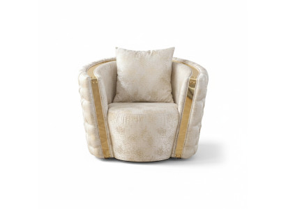 Sillón Chesterfield blanco de lujo con 2 asientos redondos acolchados de una plaza.