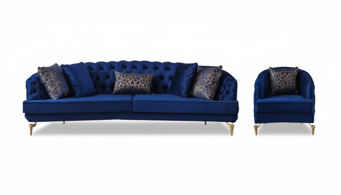 Sofá Chesterfield exclusivo de diseñador de lujo de cuatro plazas 1 pieza 2 partes.