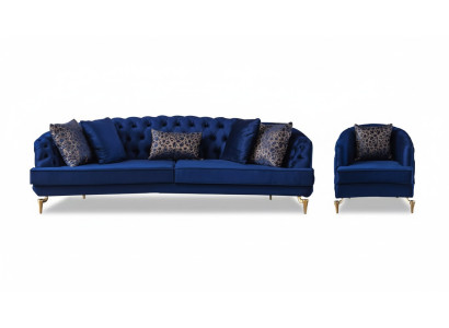 Sofá Chesterfield exclusivo de diseñador de lujo de cuatro plazas 1 pieza 2 partes.