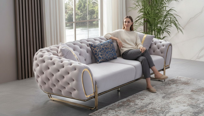 Lujo 2x Sofás Chesterfield diseñados Sofás acolchados Muebles modernos
