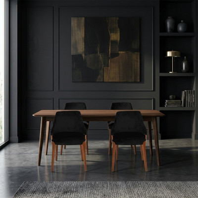 Comedor de lujo negro 4 sillas modernas muebles de madera sillas diseño decoración.