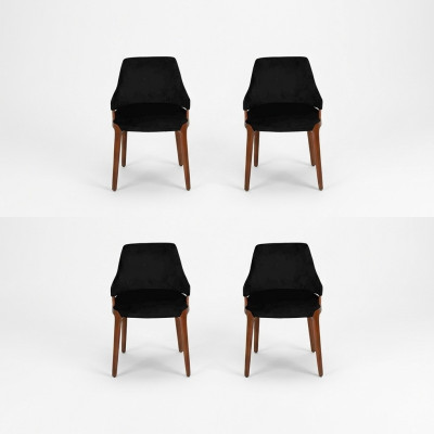 Comedor de lujo negro 4 sillas modernas muebles de madera sillas diseño decoración.