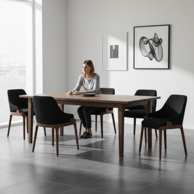 Moderno Negro 6 sillas Lujo Muebles de madera Sillas Diseño Mobiliario Nuevo