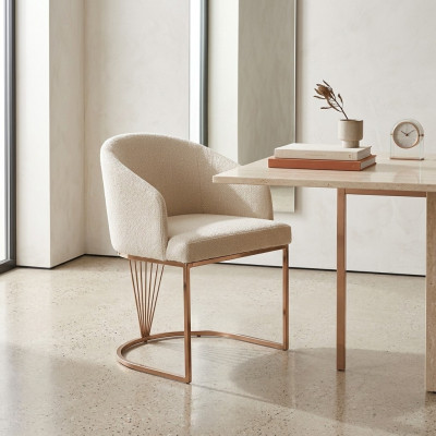 Silla tapizada Silla de comedor Silla de madera Silla de cocina Blanca Moderna Dorada