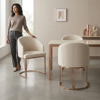 Silla tapizada 2 sillas de comedor silla de madera silla de cocina blanco moderno oro