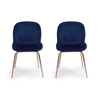 Grupo de sillas de 2 sillas de tela con asiento acolchado de acero inoxidable para el comedor.