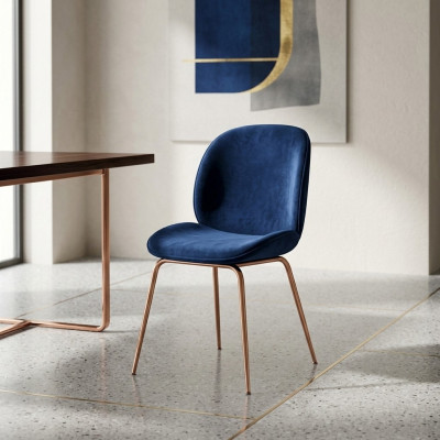 Grupo de sillas azules 4x sillas conjunto textil tapizado asiento comedor