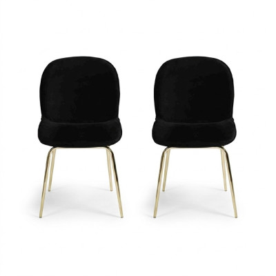 Grupo de sillas negras 2x silla tapiz textil de acero inoxidable.