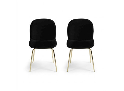 Grupo de sillas negras 2x silla tapiz textil de acero inoxidable.