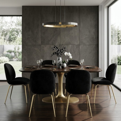 Conjunto de muebles negro Sillas 4x Set de sillas Tela Tapizado Asiento acero inoxidable