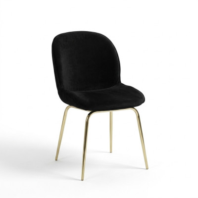 Conjunto de muebles negro Sillas 4x Set de sillas Tela Tapizado Asiento acero inoxidable