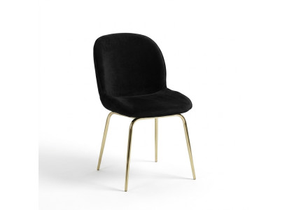 Conjunto de muebles negro Sillas 4x Set de sillas Tela Tapizado Asiento acero inoxidable