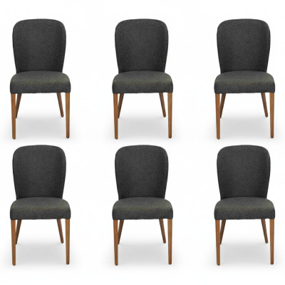 Sillón tapizado moderno de madera 6 sillas de lujo diseño de silla