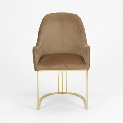 Silla de acero inoxidable dorado moderna, tapizada, de diseñador, de una sola plaza, 1x con respaldo.