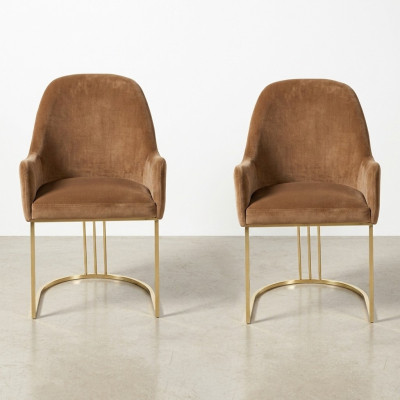Silla Dorada Diseño Comedor Textil Sillas Muebles Lujo Sillón Nuevo