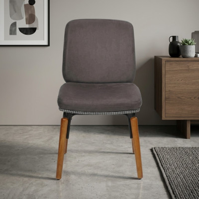 Silla de comedor gris Silla de madera moderna Asiento tapizado de diseñador Muebles