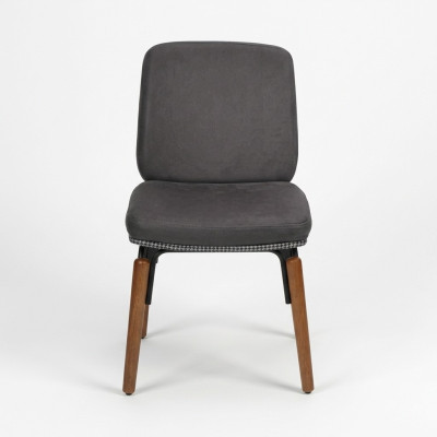 Silla de comedor gris Silla de madera moderna Asiento tapizado de diseñador Muebles