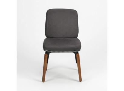 Silla de comedor gris Silla de madera moderna Asiento tapizado de diseñador Muebles