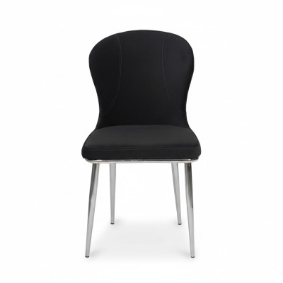 Silla de acero inoxidable negro, muebles de cocina de diseño de lujo, sillas tapizadas con respaldo.