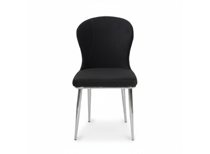 Silla de acero inoxidable negro, muebles de cocina de diseño de lujo, sillas tapizadas con respaldo.