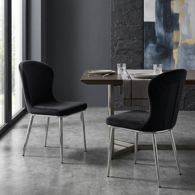 Muebles negros sillas silla de comedor diseño tapizado de lujo mobiliario nuevo.