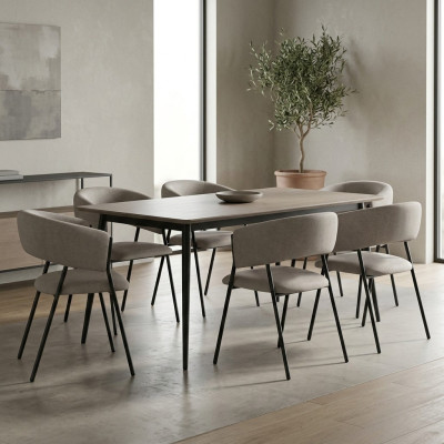 Comedor gris Grupo set de tela 4 sillas de silla Diseño de tela Tapizado Sillas