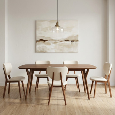 Moderno conjunto de 6 sillas blancas de madera, silla individual sin reposabrazos, nuevo.