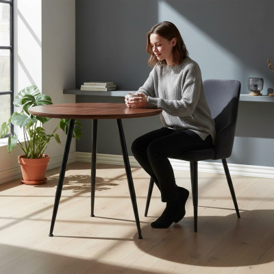 Moderna silla negra tapizada muebles diseñador de cocina con estructura de madera