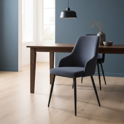 Moderna silla negra tapizada muebles diseñador de cocina con estructura de madera