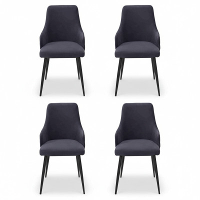 Sillas de diseño negro modernas para comedor de lujo de 4 unidades de diseñador individual.