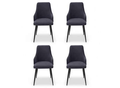 Sillas de diseño negro modernas para comedor de lujo de 4 unidades de diseñador individual.