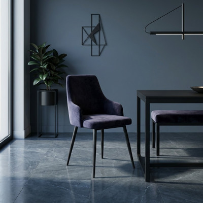 Comedor de lujo, sillas de diseño negras, 6 unidades, diseño moderno.