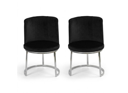 Sillas de comedor modernas de diseñador negro con patas de acero inoxidable 2x