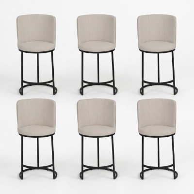 Taburete 6x Taburete de bar elegante Muebles de bar Taburete de diseño Patas de acero nuevas