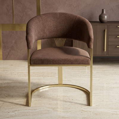 Moderna silla de comedor de diseñador lujo elementos de acero inoxidable textil nuevo.
