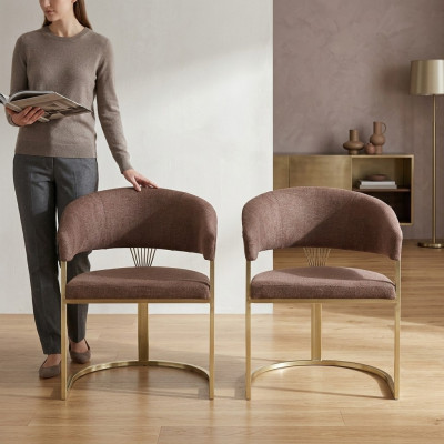 Comedor moderno 2x sillas diseñador lujo elementos de acero inoxidable textil nuevo