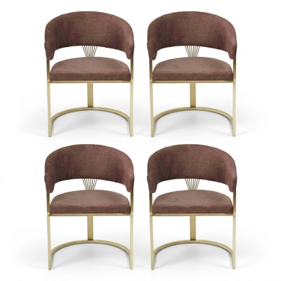 Diseño de sillón de salón completo moderno, nuevo conjunto de 4 sillas con tapizado de silla.