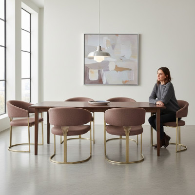 Juego de sillones marrones completo, diseño moderno, nuevo, 6 sillas, silla tapizada.