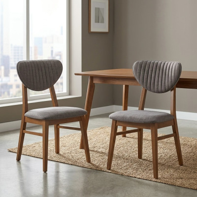 Silla moderna gris tapizada 2 sillas de salón de madera textil de madera sillón nuevo