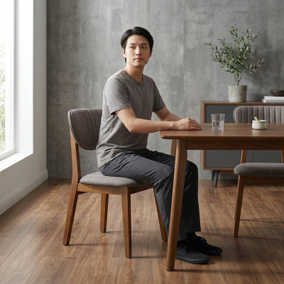 Diseño de silla y sillón para comedor, conjunto de 6 sillas tapizadas de diseño.