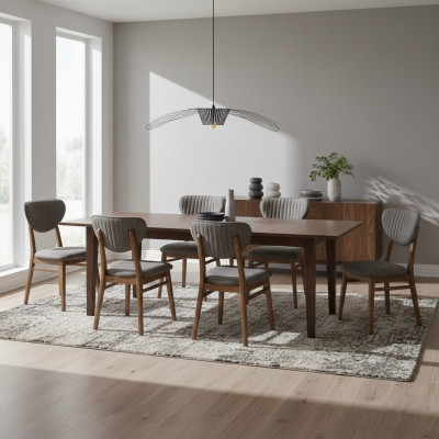 Diseño de silla y sillón para comedor, conjunto de 6 sillas tapizadas de diseño.