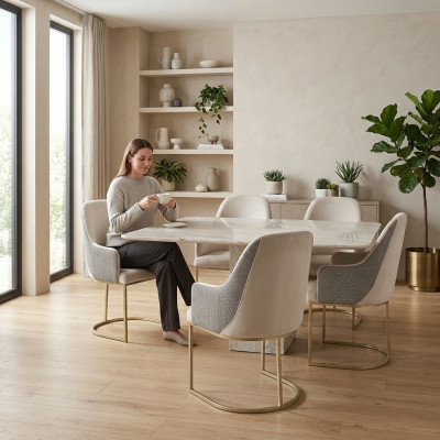 Silla tapizada moderna 6 sillas Silla de comedor de alta calidad Silla de cocina multicolor