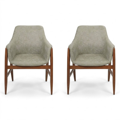 Silla de comedor 2x Sillas Silla de cocina Sillón de respaldo de madera Tela Moderna Gris Silla
