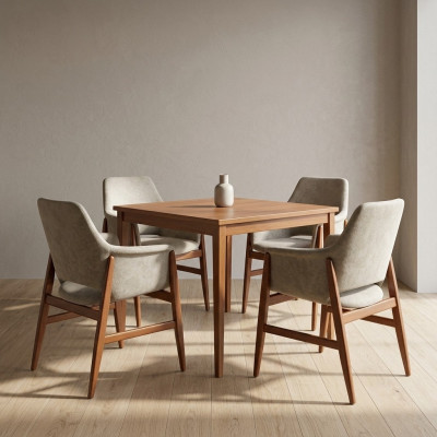 Silla de comedor 4x Sillas Silla de cocina Silla tapizada de madera moderna gris