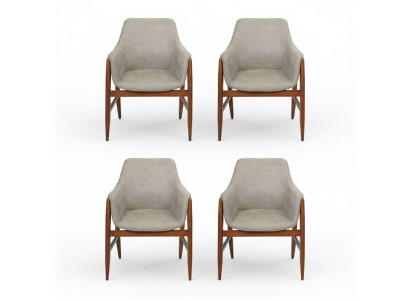 Silla de comedor 4x Sillas Silla de cocina Silla tapizada de madera moderna gris
