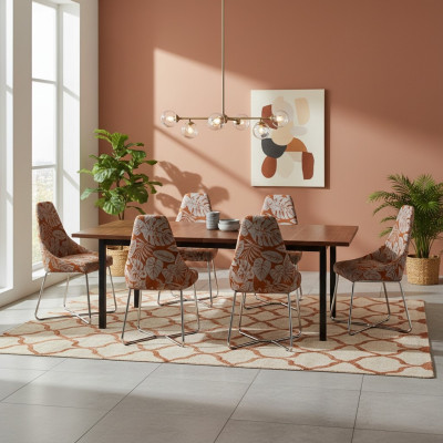 Silla de comedor moderna silla de cocina 6x sillas silla de respaldo de lujo multicolor.
