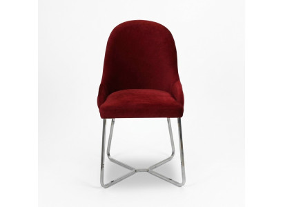 Silla de comedor roja, silla de cocina de diseñador, lujoso sillón de acero inoxidable.