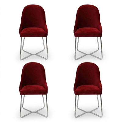 Sillas modernas de lujo para comedor rojas, juego de 4 sillas de comedor.