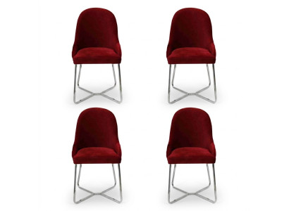 Sillas modernas de lujo para comedor rojas, juego de 4 sillas de comedor.